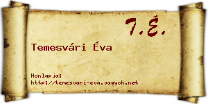 Temesvári Éva névjegykártya